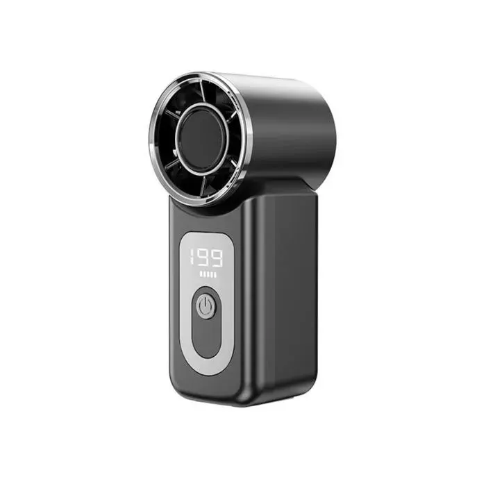 Mini turbo ventilateur à main USB écran LED léger réglable noir Meoiruery