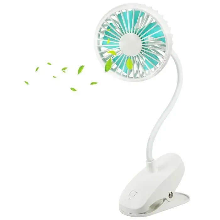 Mini USB Ventilateur Pince Portable 3000mAh Silencieux 3 Vitesses Rechargeable Table Fan for Bureau Maison Camping Poussette