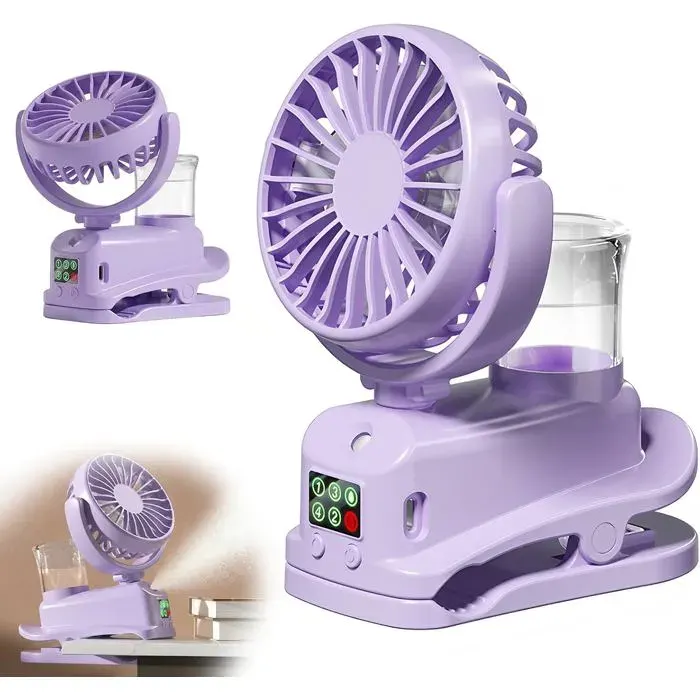 Mini USB Ventilateur Pince Portable Mini Ventilateur Rechargeable Avec Spray Humidificateur 4 Vitesses Ventilateur de Bureau