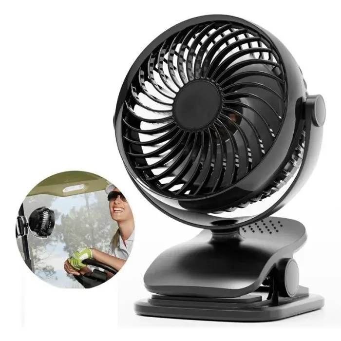 Mini ventilateur 13 x 13 6 x 15 3 cm flux d‘air - ATELIX - puissant ventilateur à pince multifonctionnel faible bruit frais et noir