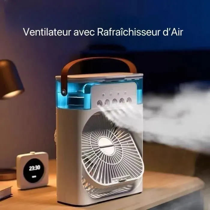 Mini Ventilateur 3-en-1 - Blanc - USB - Silencieux - 3 Vitesses - LED