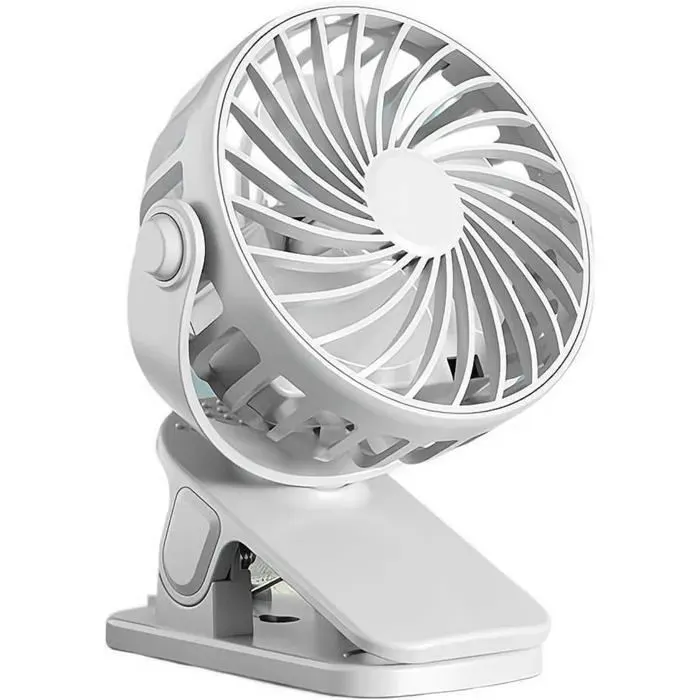 Mini ventilateur à clipser blanc – USB 4en1 veilleuse mural portable silencieux pour dortoir chambre bureau Balaena BV