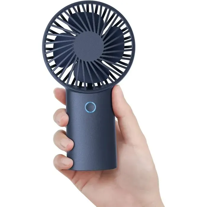 Mini ventilateur à main 4000 mAh rechargeable USB 3 vitesses autonomie 5 à 20 h bleu