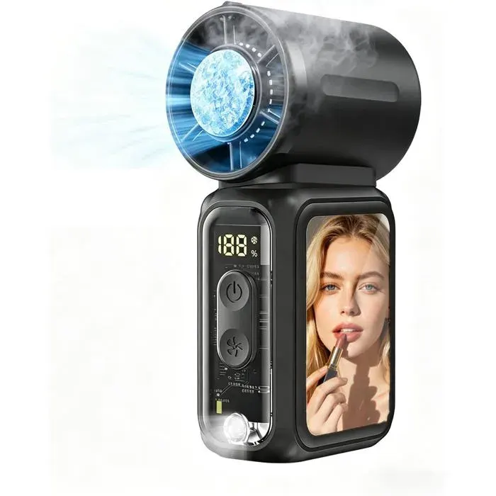 Mini Ventilateur A Main Portable Avec Plaque De Refroidissement Et Lampe Torche Petit Turbo Ventilateur Climatiseur De Poch[VV636]