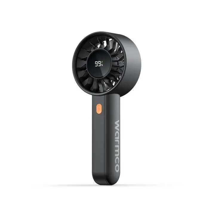 Mini Ventilateur à Main Warmco Portable de Poche 5000mAh Puissant et Silencieux Écran LED Voyage Noir