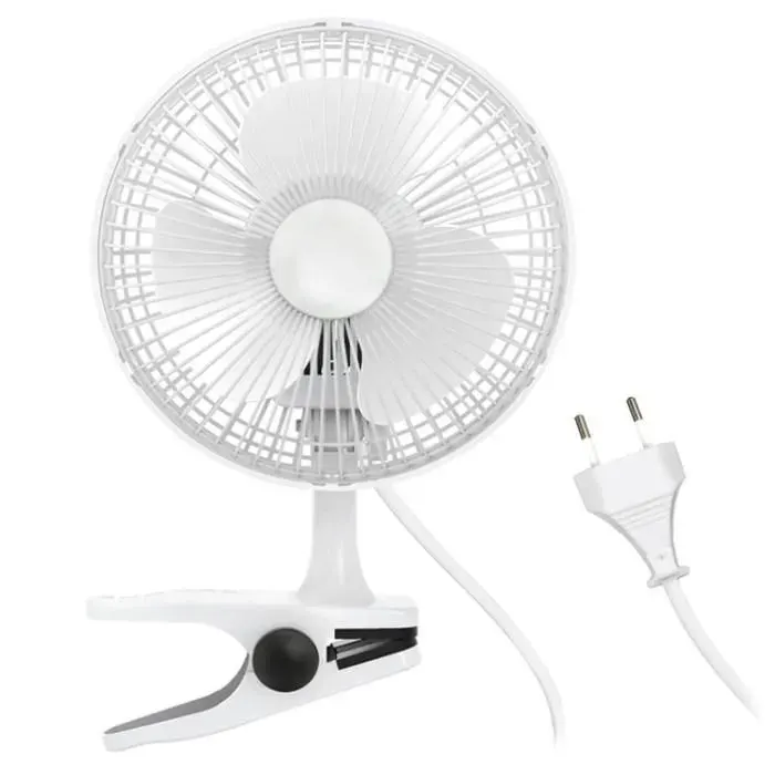 Mini Ventilateur à Pince - 2 Vitesses 15 cm - Ventilateur de Table avec Clip Petit Portable Silencieux Rotation 360° - Blanc