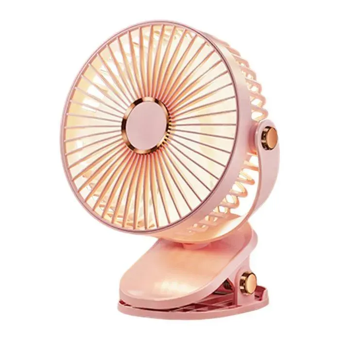 Mini ventilateur à pince rose avec 5 vitesses rotation à 720° idéal pour la chambre le camping le bureau ou le travail