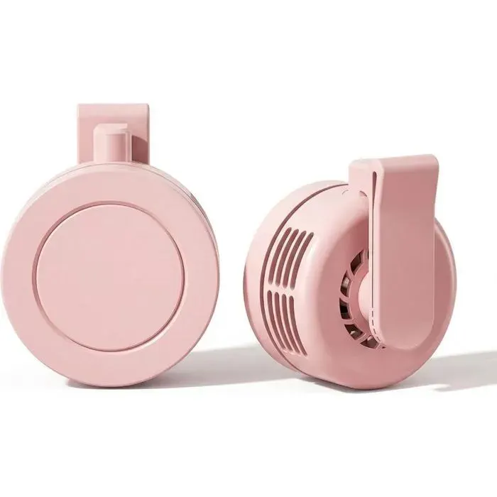 Mini Ventilateur à Pince USB Rechargeable Portable 3 Vitesses 900mAh Rotation 360 pour Voyage et Bureau(Rose)