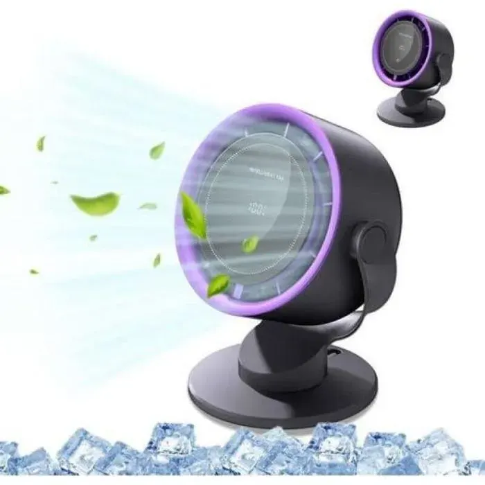 Mini Ventilateur Bureau Portable Turbo Réglable en Vitesse Batterie Rechargeable Affichage LED pour Maison Bureau Table Noir