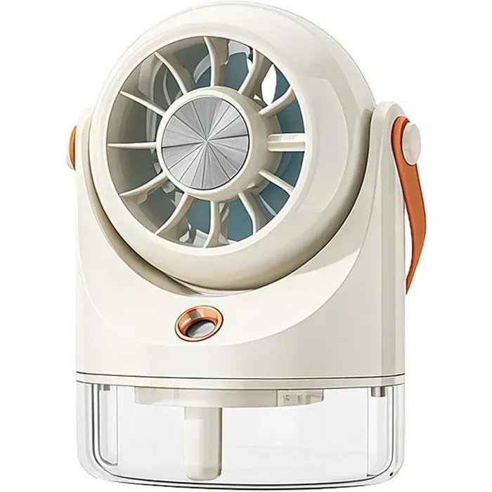 Mini-Ventilateur Bureau - Rafraîchissement estival - Brumisation USB vitesses réglables - Intérieur extérieur - Blanc cassé