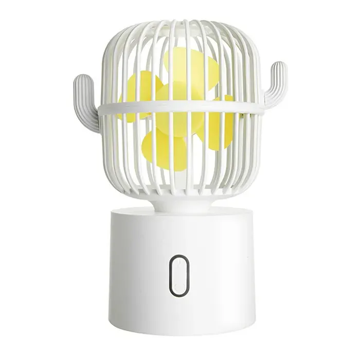 Mini Ventilateur Cactus – Silencieux 3 Vitesses USB – Bureau Voyage Blanc