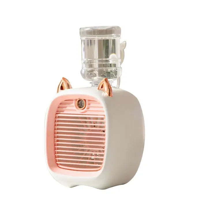 Mini ventilateur climatiseur – Design renard mignon avec réservoir 1200ml et USB – Bureau Chambre – Rose