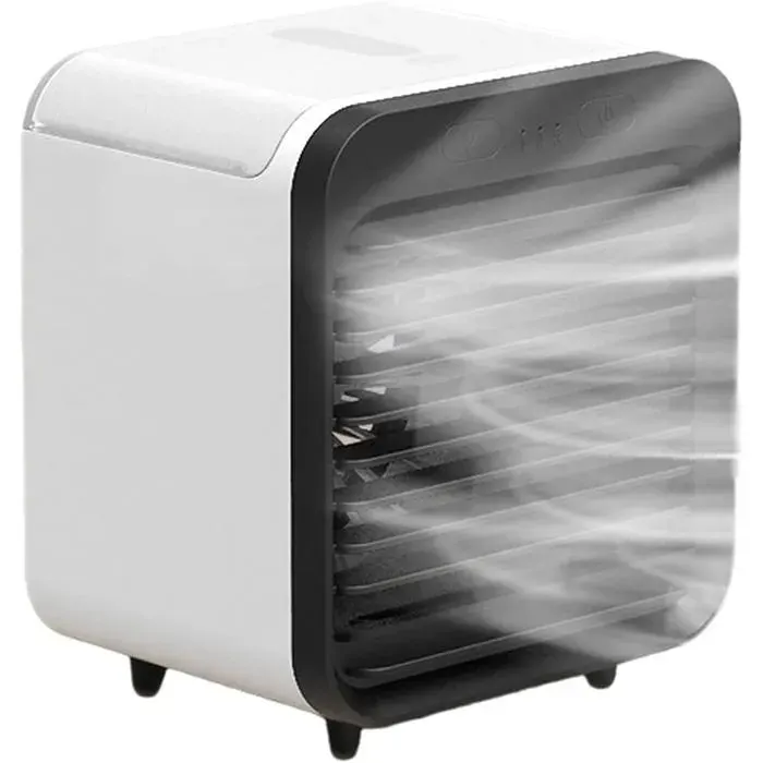 Mini Ventilateur Climatiseur Évaporatif Portable avec Boîte à Glace - Rechargeable USB 3 Vitesses Bureau Maison Noir