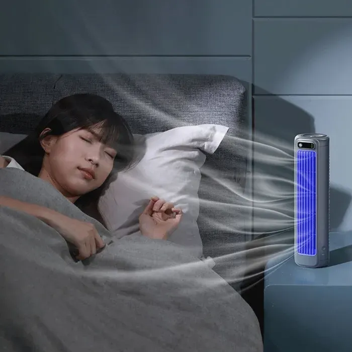 Mini Ventilateur Colonne Sans Fil 2000mAH Autonomie 6-8h 3 Niveaux Vent USB Rechargeable Pour Maison Bureau Salle de Bain