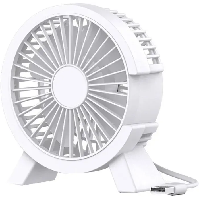 Mini Ventilateur de Bureau – Petit Silencieux Mignon, USB Alimenté – pour Appareil Chambre bureau – blanc
