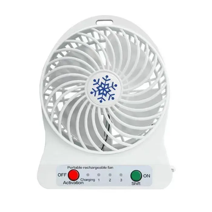 Mini ventilateur de bureau Portable - Alimentation USB - 3 vitesses - Niveau sonore 60 dB (Blanc)