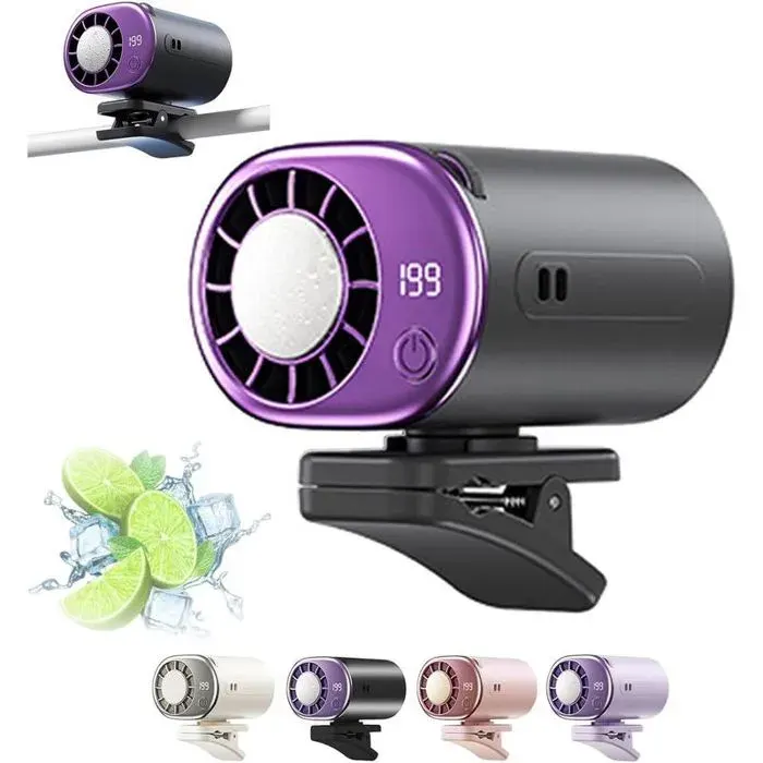 Mini ventilateur de bureau sur pince type climatiseur USB Rechargeable écran LED vitesses réglables refroidissement rotation