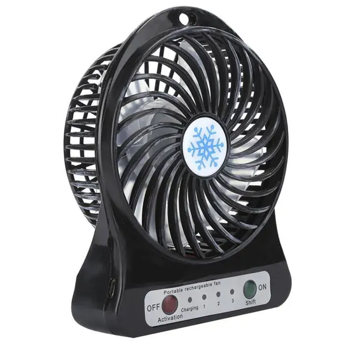 Mini Ventilateur de Bureau - TBEST - USB Rechargeable - 3 Vitesses - Portable - 60 dB