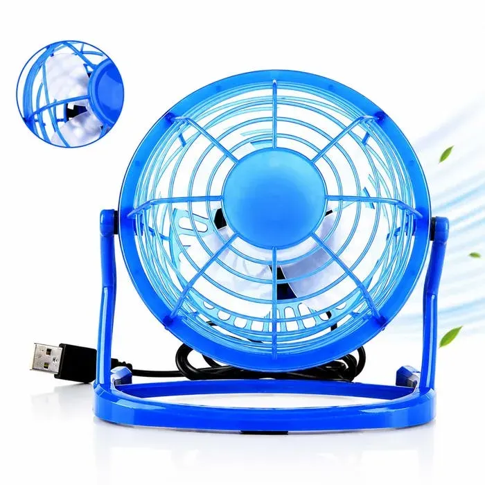 Mini ventilateur de bureau - TepidBee - 15x15x10cm bleu connexion usb ordinateurs ordinateurs portables silencieux Faible puissance