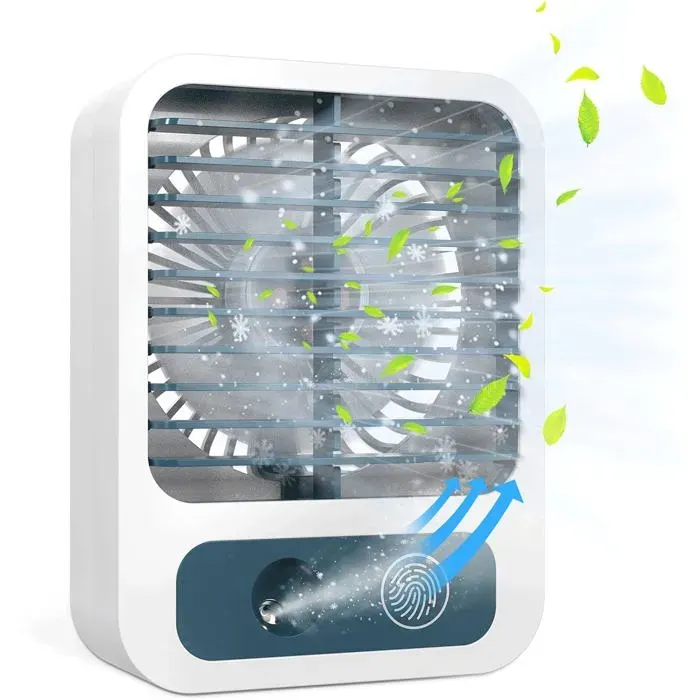 Mini Ventilateur de Bureau Ventilateur Brume avec 60ml Réservoir deau 3 Vitesses Ventilateur USB Rechargeable Silencieux
