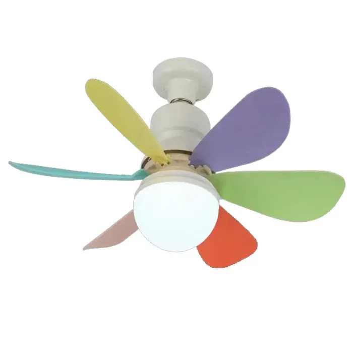 Mini ventilateur de plafond avec éclairage LED - ULISEM - 52 cm - Silencieux - 40W - Télécommande - Culot E27