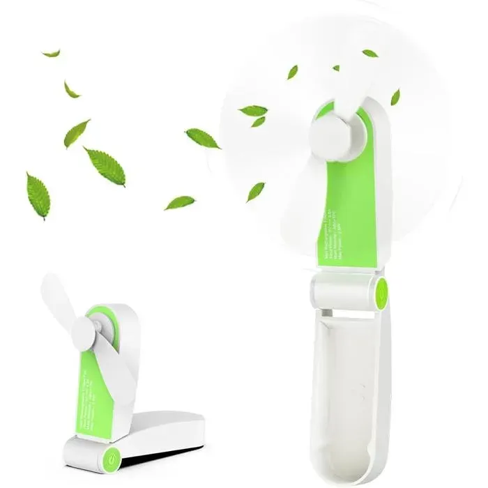 Mini Ventilateur de Poche Pliable Portatif Ventilateur De Poche Rechargeable Portable avec Câble USB Réglable à 2 Vitesses