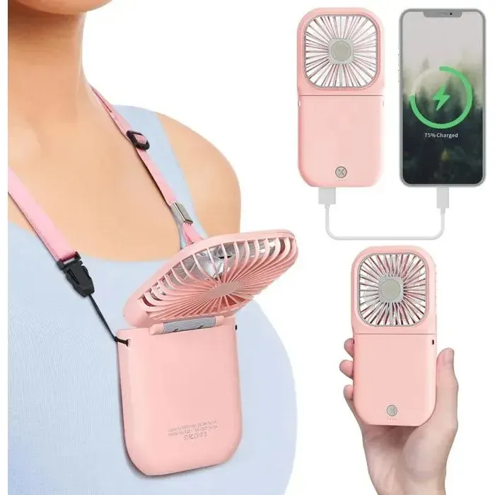 Mini ventilateur de poche portable – Ventilateur personnel rechargeable Mini ventilateur de refroidissement alimenté par USB Banque