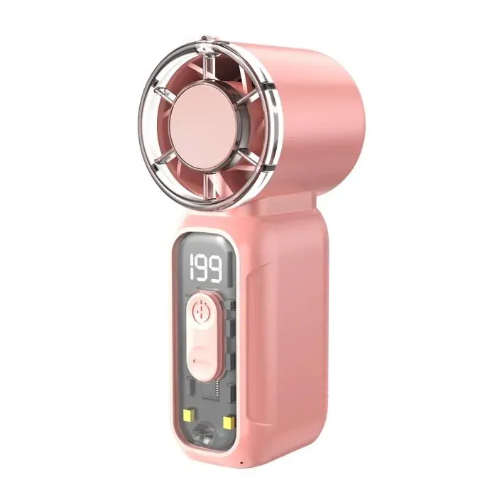 Mini ventilateur de poche rechargeable haute puissance turbine grande vitesse portable extérieur(rose).