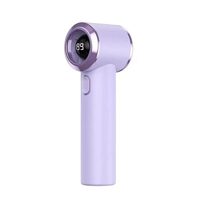 Mini Ventilateur de Poche Turbo - 199 Vitesses – Rechargeable Batterie 2000 mAh Écran Digital Ultra Léger Portable - Violet clair