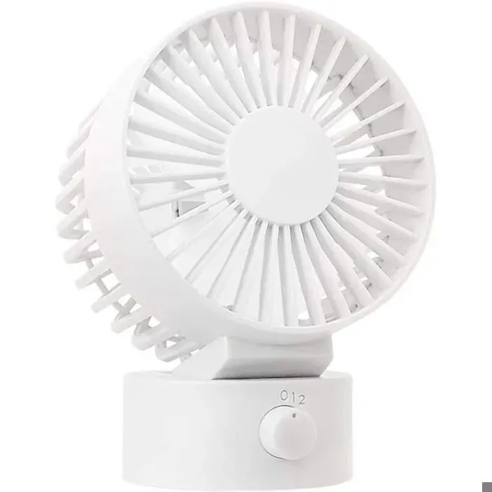 Mini ventilateur de table silencieux USB – Design à double pales – Vent puissant et silencieux – Angle réglable 0° à 30°