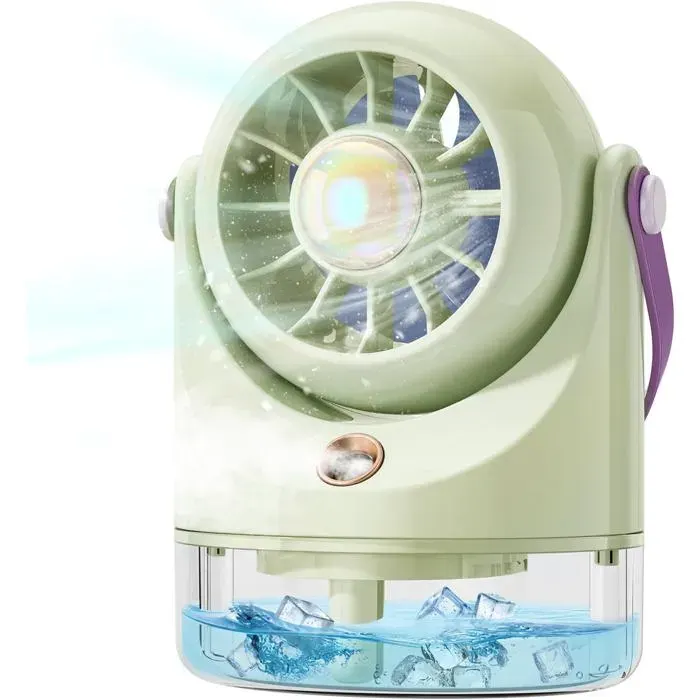 Mini ventilateur de table très silencieux USB - Climatiseur mobile avec batterie - Portable ventilateur à piles pour camping