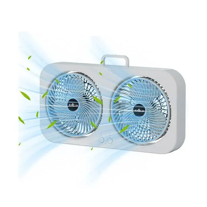 Mini Ventilateur Double Tête USB Rechargeable - 3 Vitesses Réglage 90° Ventilation Puissante Portable pour Chambre/Dortoir/Plage