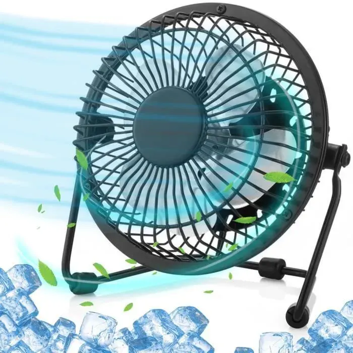 Mini Ventilateur - E.F.Connection - Noir - USB-A - Silencieux - Réglable 360°