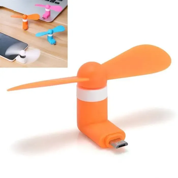 Mini Ventilateur - E.F.CONNECTION - Portable USB - Couleur Orange - 85 cm - 25 dB