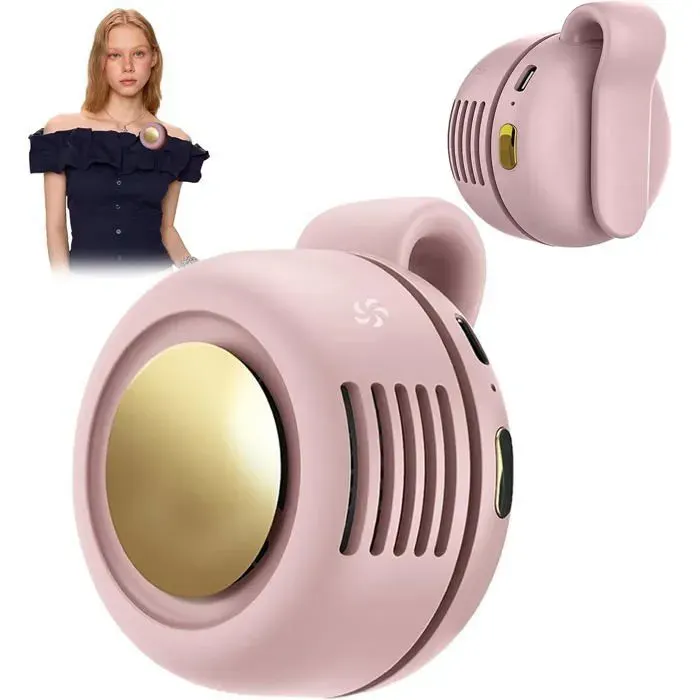 Mini Ventilateur électrique portable sans pales et silencieux À clipser 3 vitesses réglables Petit à fixer à la taille ou au cou-A