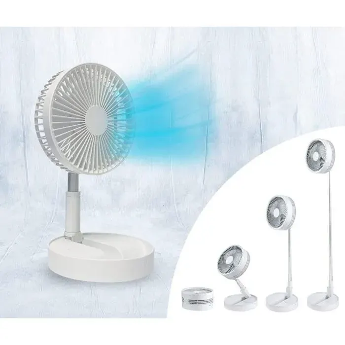 Mini Ventilateur Extensible 1m – Sur Pied & Table 10h Autonomie – USB Puissant Rechargeable – Pour Bureau Chambre & Camping