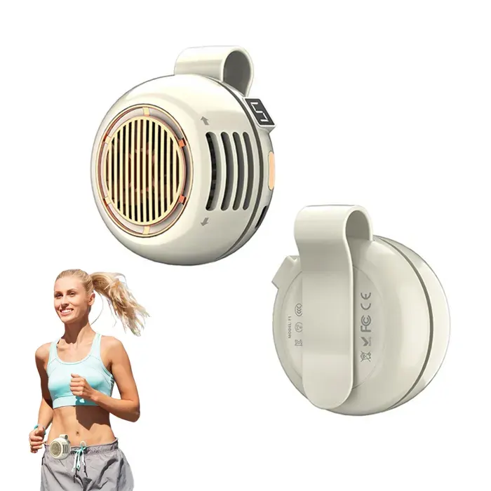 Mini Ventilateur Pince Portable 5 Vitesses Rechargeable par USB Rotation à 360° Batterie de 1000 mAh Silencieux pour Cou Taille