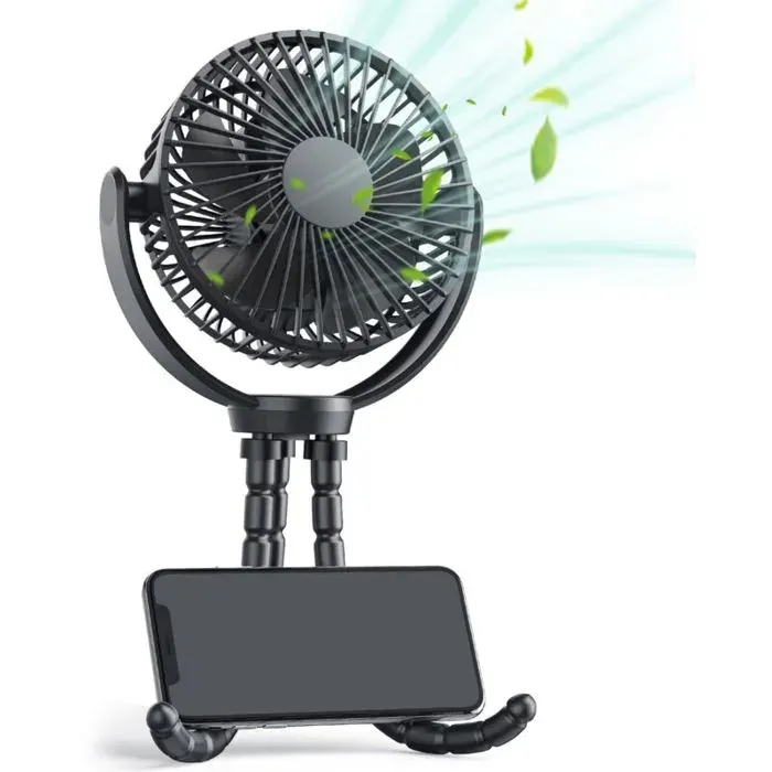 Mini ventilateur Pince USB avec batterie 5200 mAh Portable Petit Ventilateur de Bureau mini trépied