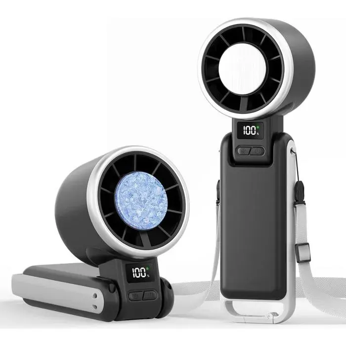 Mini Ventilateur Portable 3 en 1 avec Refroidissement Turbo Rechargeable 5 Vitesses de Bureau et Cou Silencieux