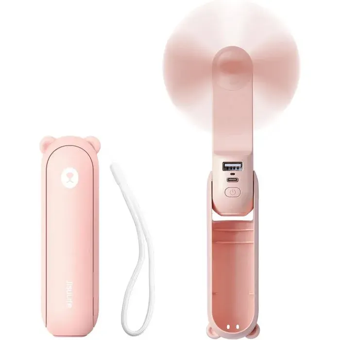 Mini ventilateur portable 3 en 1 rechargeable par USB avec batterie externe lampe de poche et design de poche