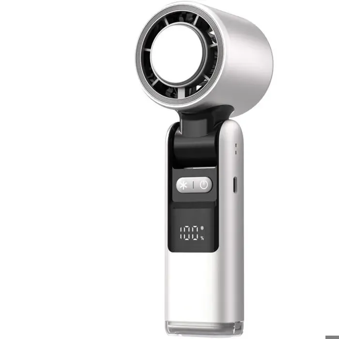 Mini Ventilateur Portable 4000mAh – 5 Vitesses Fonction Glace & Lampe de Poche – Rechargeable Silencieux – Pour Bureau & Extérieur