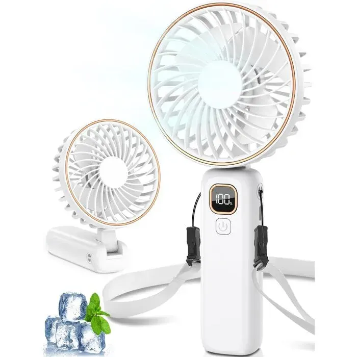 Mini Ventilateur Portable 4000mAh Ventilateur Portable USB Longue Autonomie 6 Vitesses Ventilateur Silencieux Ventilateur de B