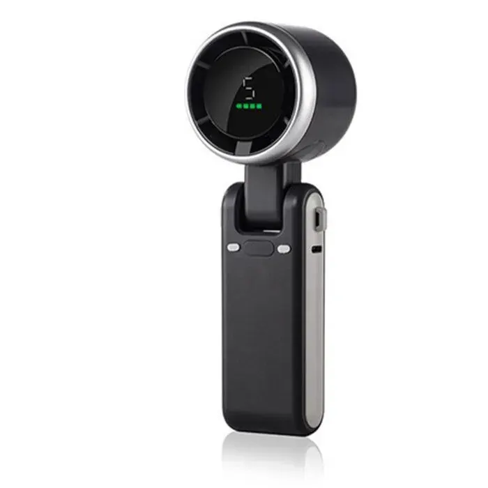 Mini Ventilateur Portable 5 Vitesses – 12h Autonomie Moteur Sans Balais – 3600mAh pour Bureau Cou & Poche – Noir