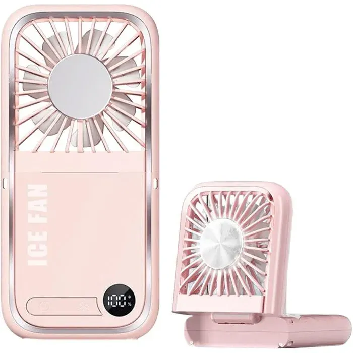 Mini Ventilateur Portable 5 Vitesses Pliable rafraîchissant Avec Banque DAlimentation CâBle USB Propre Pour Voyage rose