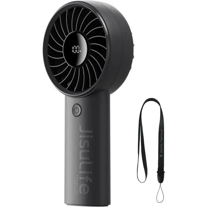 Mini ventilateur portable 5000 mAh avec vent puissant mini ventilateur rechargeable par USB avec affichage numérique 5 vitesses