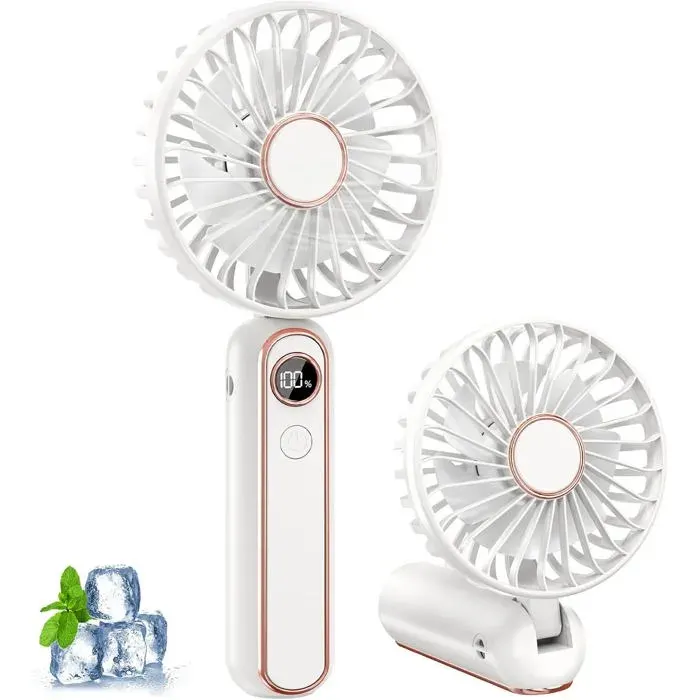 Mini Ventilateur Portable 6 Vitesses Ventilateur Portable a Main USB Rechargeable Affichage LCD Silencieux Petit Ventilateur