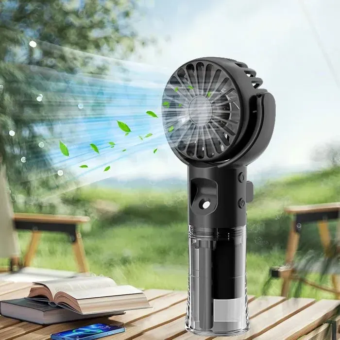 Mini ventilateur portable à jet deau - ULISEM - USB rechargeable - 4 vitesses - Fonction brumisation - Compact - Léger