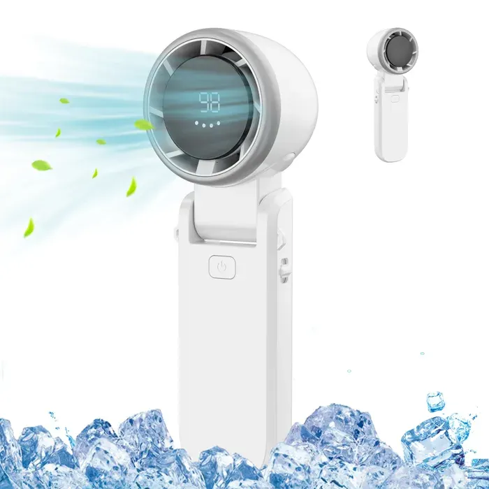 Mini Ventilateur Portable à Main Turbo Réglable en Vitesse Batterie Rechargeable Affichage LED pour Femmes Hommes Voyage Camping
