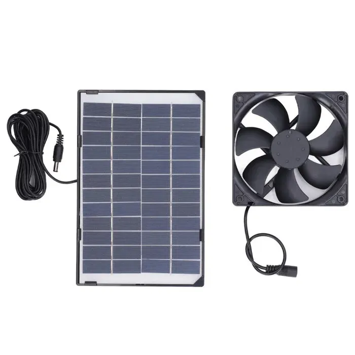 Mini ventilateur portable à panneau solaire en polysilicium pour animaux de compagnie 6 W 12 V pour camping et maison pour