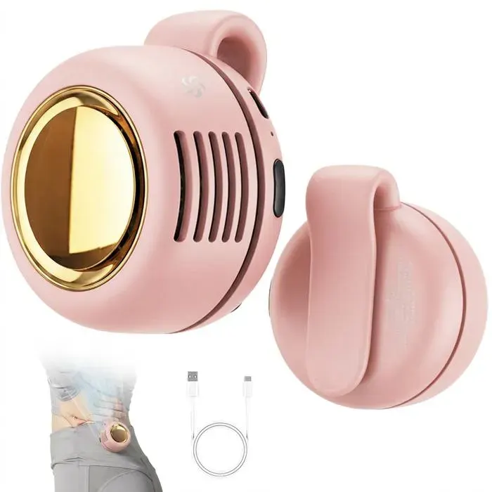 Mini Ventilateur Portable à Pince Rotatif 360° 3 Vitesses pour Chemise et Taille Voyage et Bureau - Rose